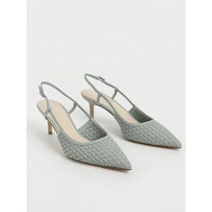 Charles and Kieth Woven Slingback Court shoes SAGE GREEN- Lightly Used